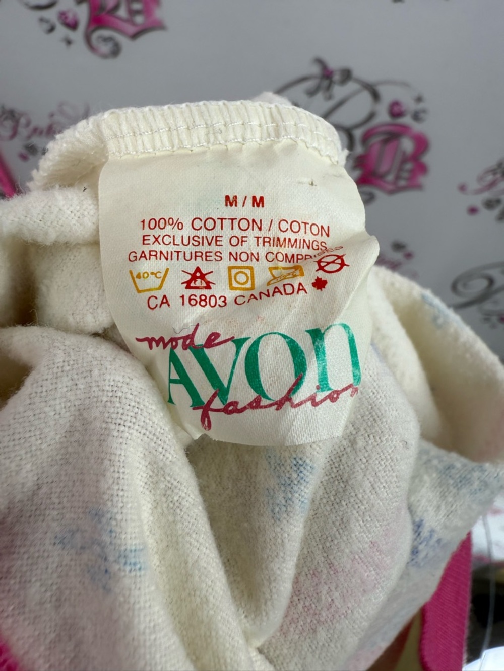 Avon fashions vintage shirt Women's Cream Fair Isle Sweater with Pink Trim - Picture 7 of 8